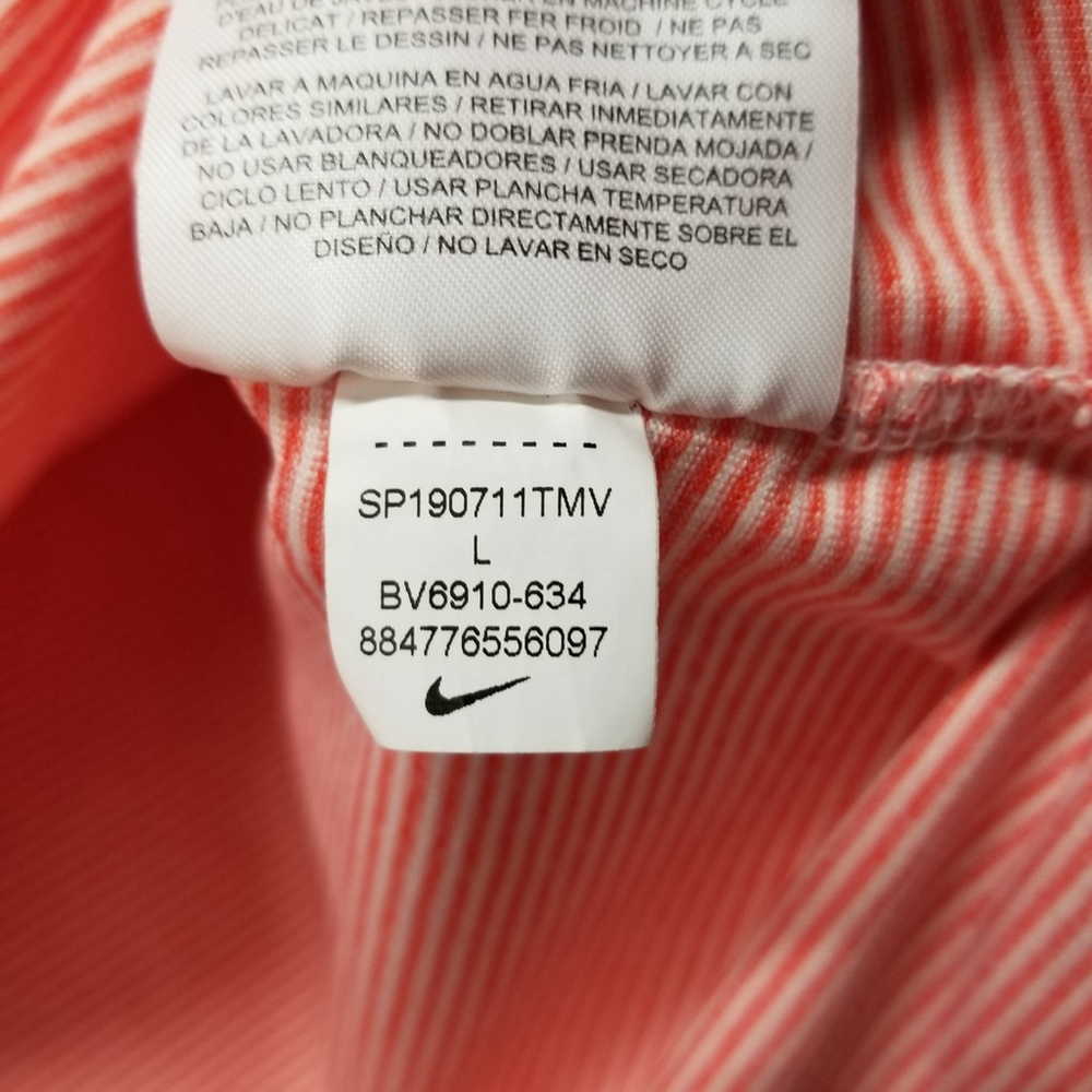Nike Polo Shirt Mens SIze Large Orange Striped Southern Dunes Golf Course Logo - Picture 10 of 13